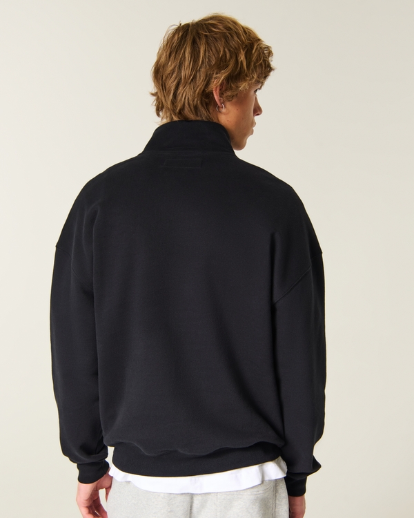 Hollister Feel Good Boxy Quarter-Zip Logo Sweatshirt, Black view 2