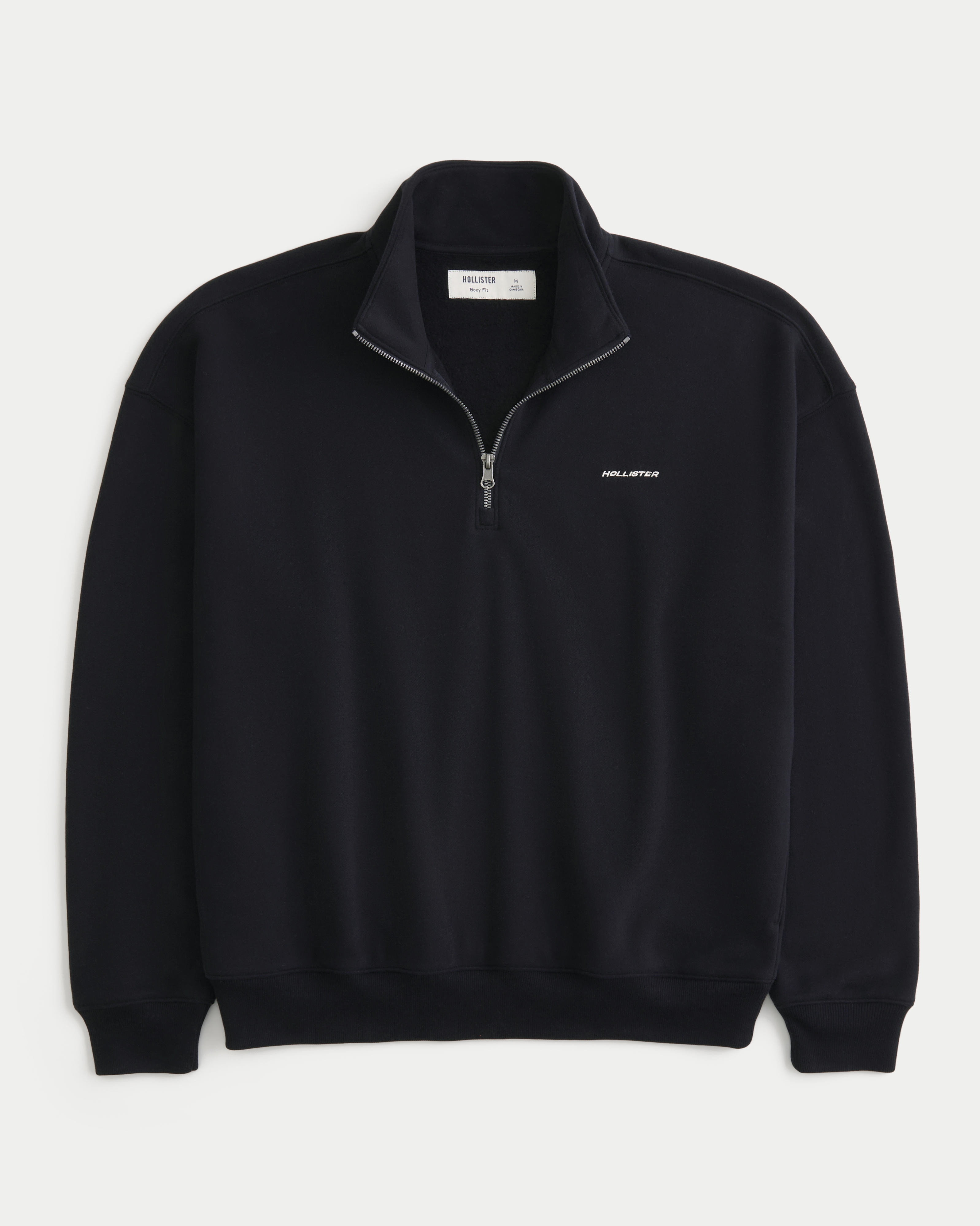 Hollister Feel Good Boxy Quarter-Zip Logo Sweatshirt