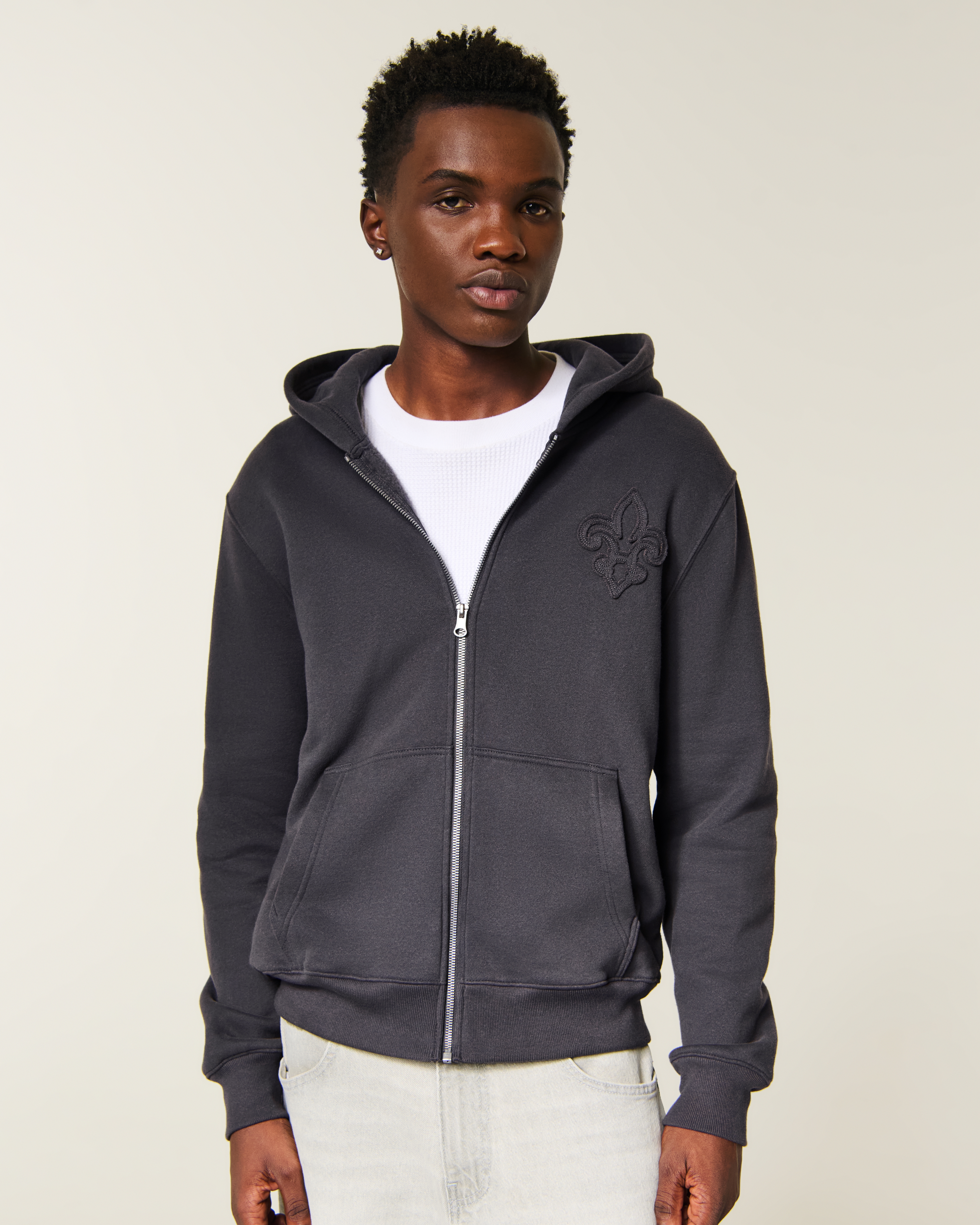 Hollister Feel Good Zip-Up Y2K Graphic Hoodie