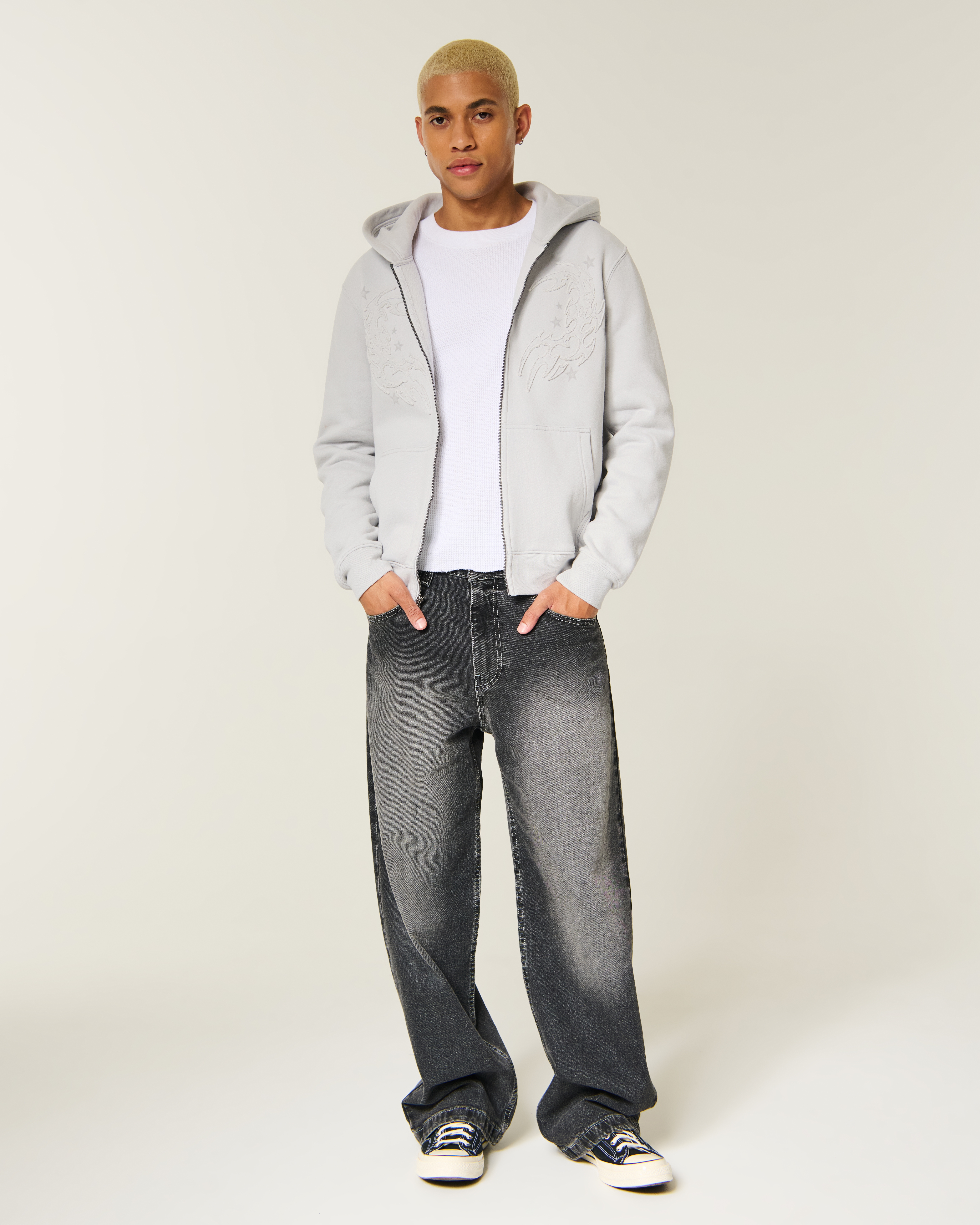 Hollister Feel Good Y2K Graphic Zip-Up Hoodie