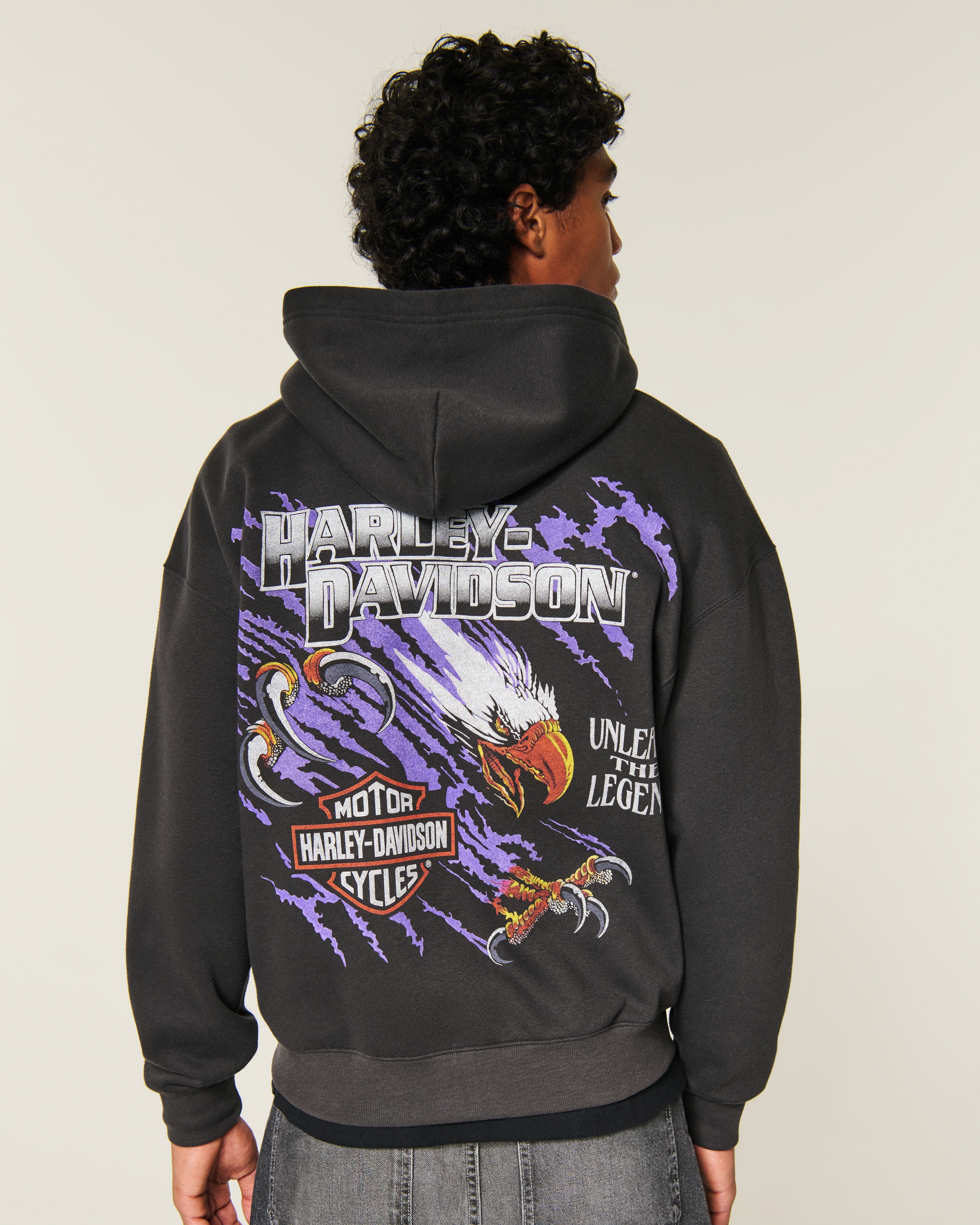 Boxy Zip-Up Harley-Davidson Motorcycles Graphic Hoodie