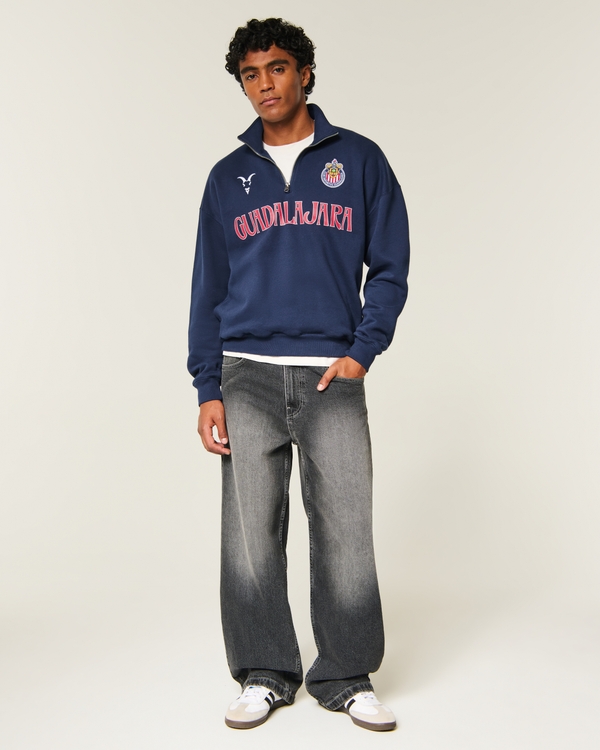 Quarter-Zip C.D. Guadalajara Graphic Sweatshirt, Navy view 2