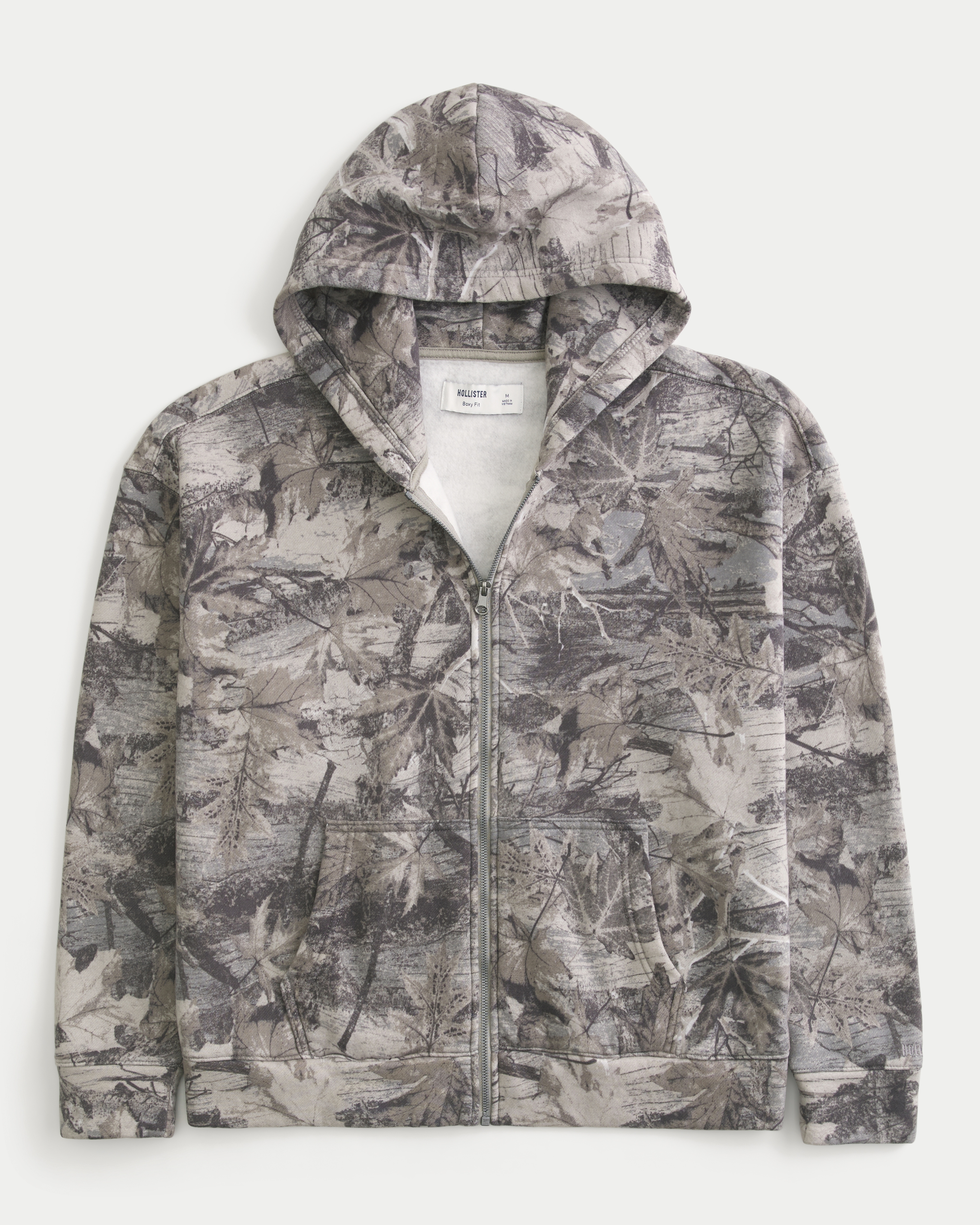 Boxy Zip-Up Camo Hoodie