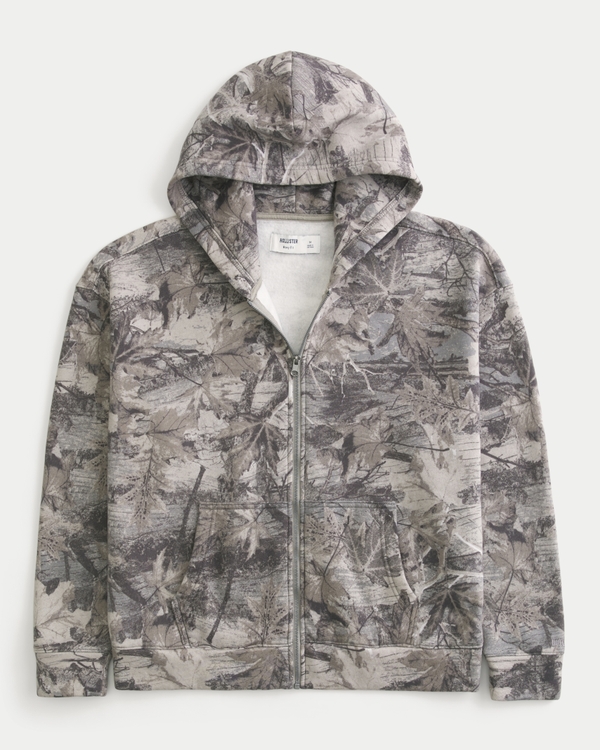 Boxy Zip-Up Camo Hoodie