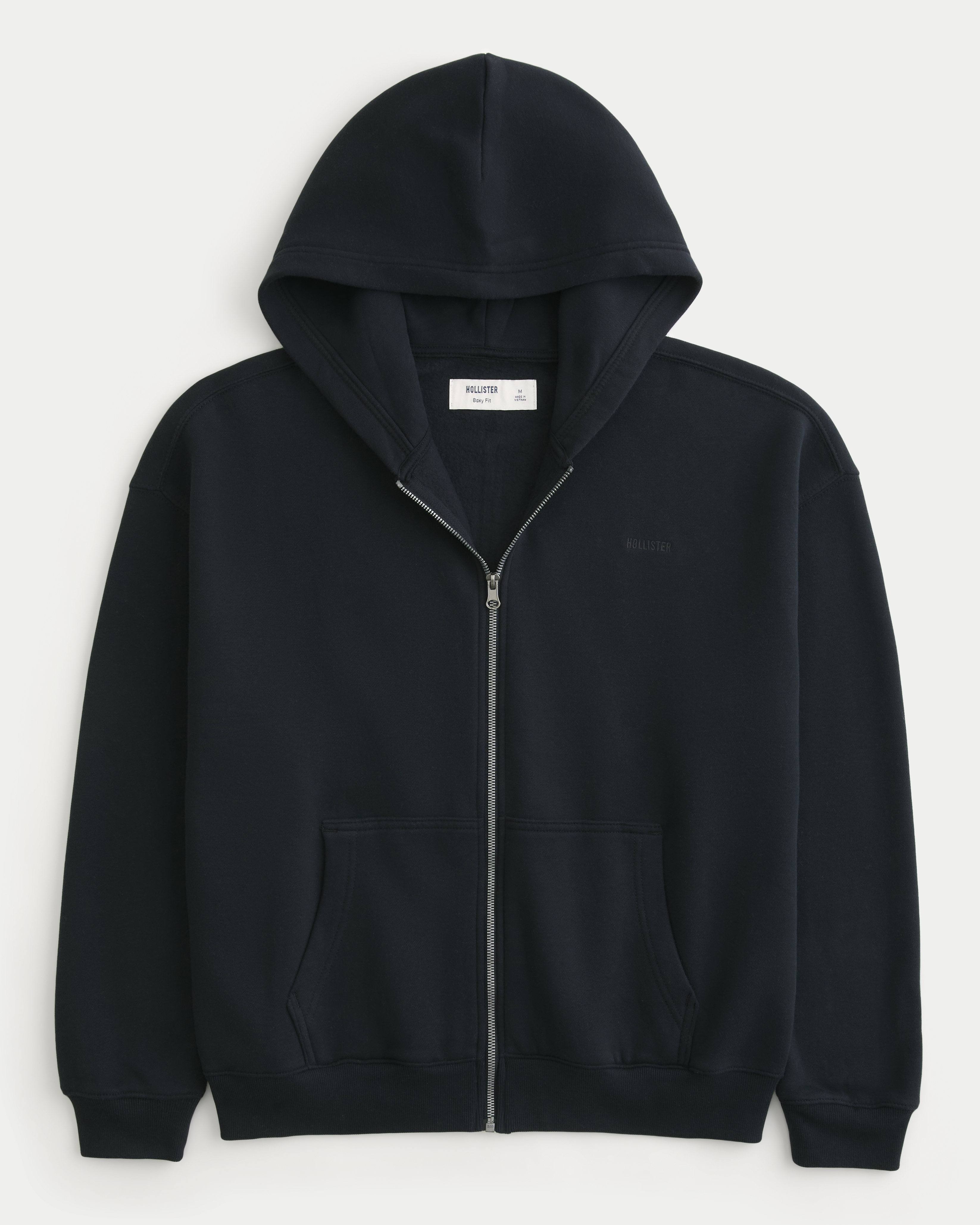 Boxy Zip-Up Logo Hoodie