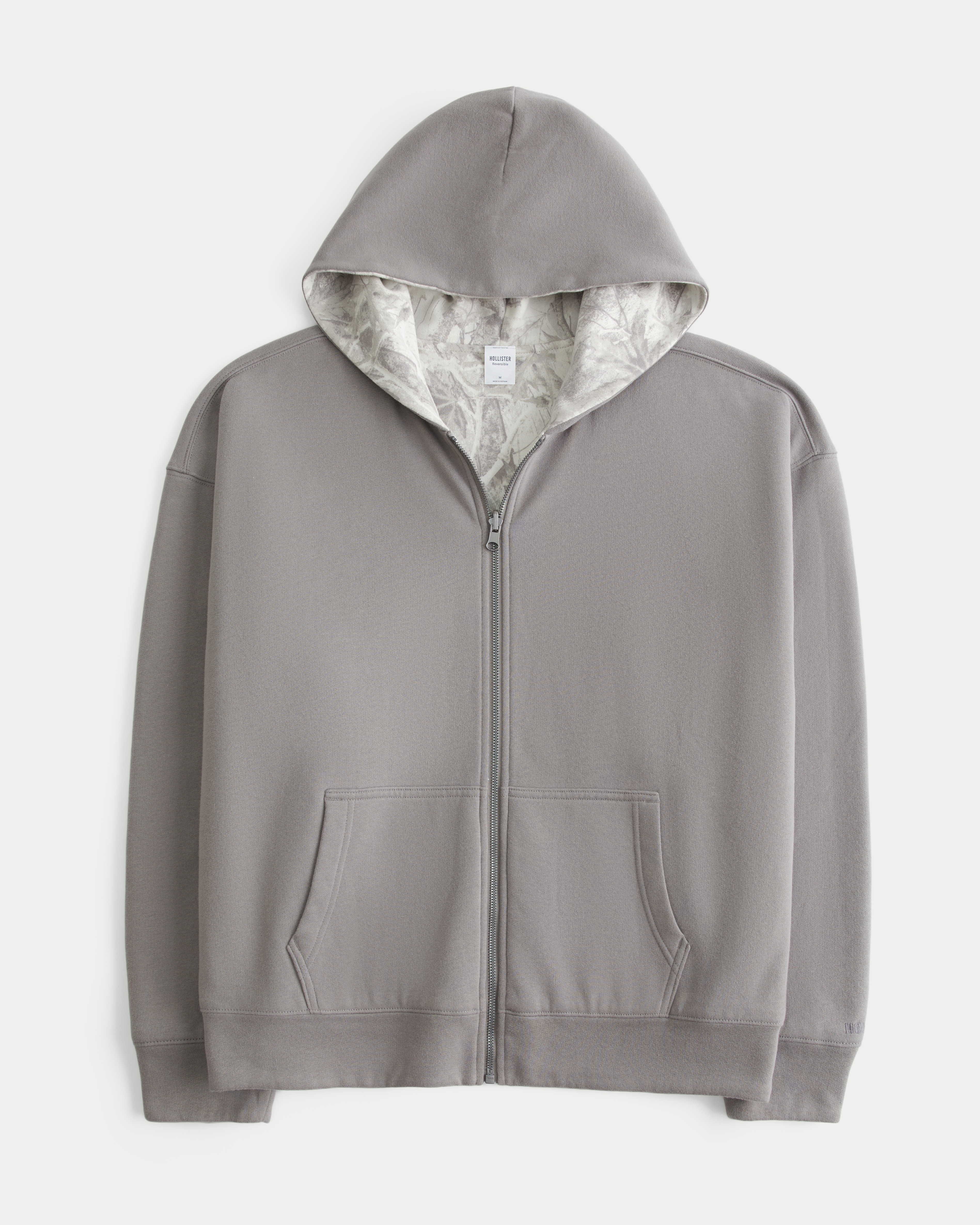 Boxy Reversible Camo Zip-Up Hoodie