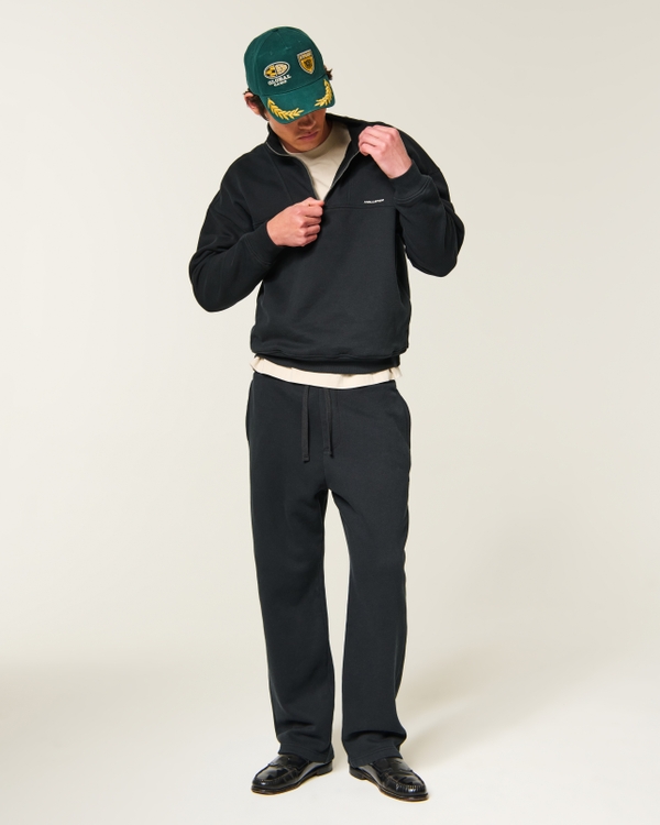 Boxy Quarter-Zip Logo Sweatshirt, Black view 2