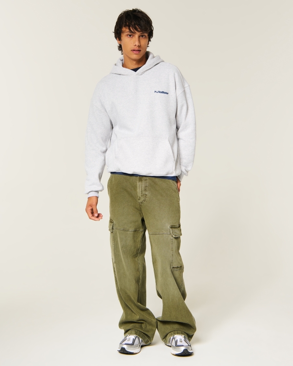 Boxy Logo Graphic Hoodie, Light Heather Gray view 2