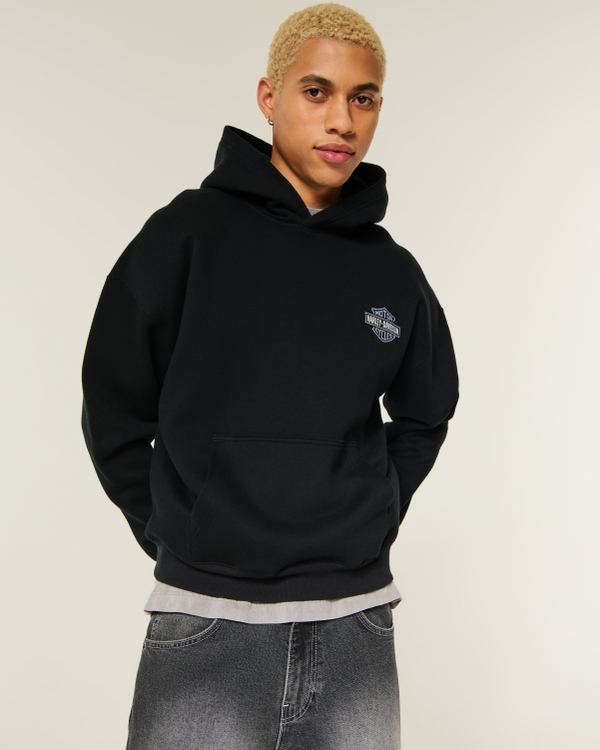 Hollister Feel Good Boxy Harley-Davidson Graphic Hoodie