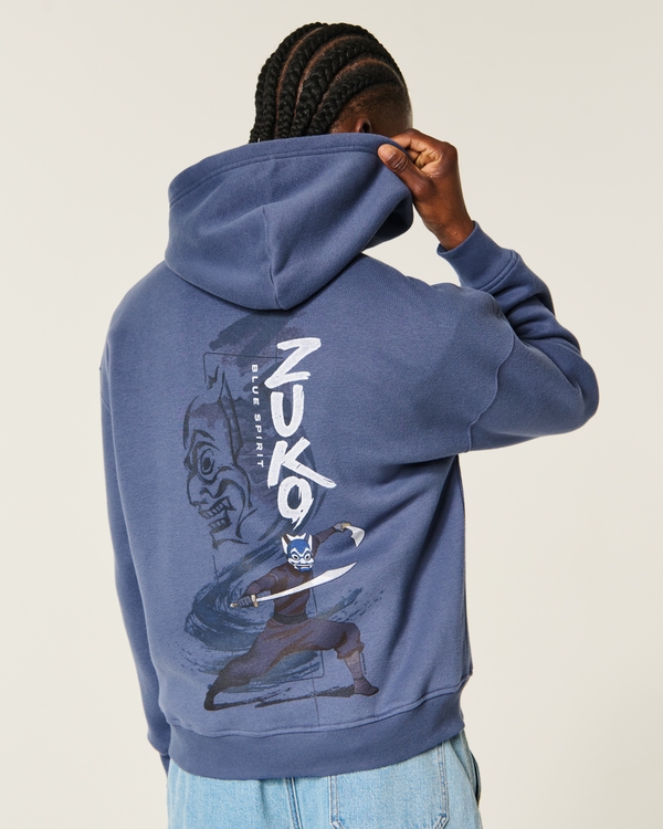 Boxy Zuko Graphic Hoodie, Light Navy view 1