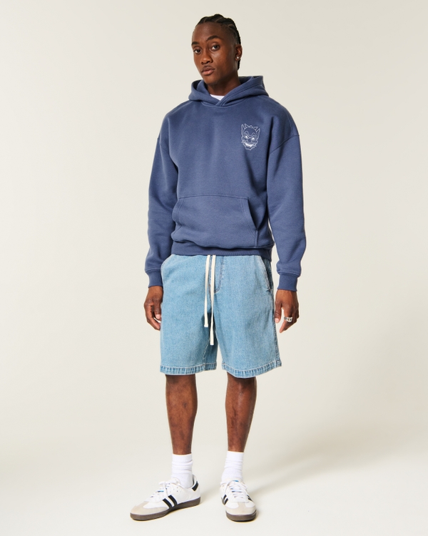 Boxy Zuko Graphic Hoodie, Light Navy view 2