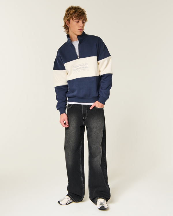 Hollister Feel Good Boxy Oracle Red Bull Racing Graphic Sweatshirt, Navy view 2