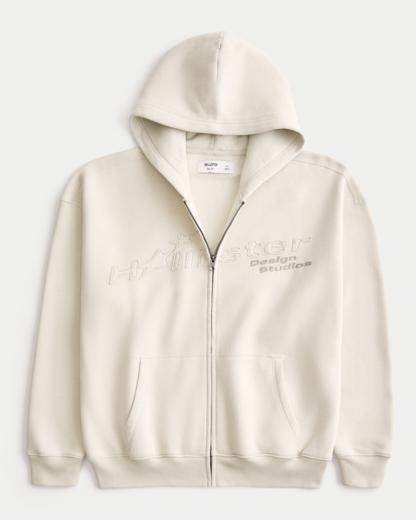 Men's Boxy Zip-Up Logo Graphic Hoodie | Men's Tops | HollisterCo.com