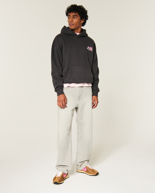 Boxy JoJo's Bizarre Adventure Graphic Hoodie, Charcoal view 2