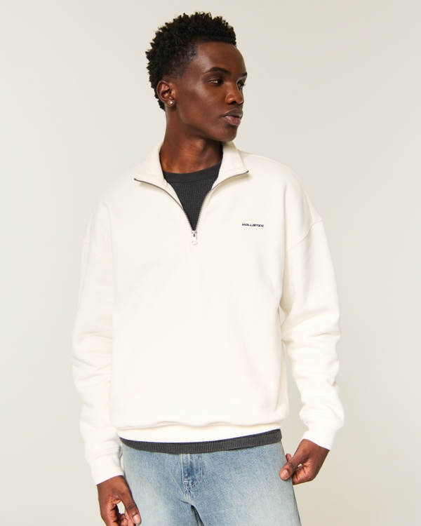 Hollister Feel Good Boxy Quarter-Zip Logo Sweatshirt