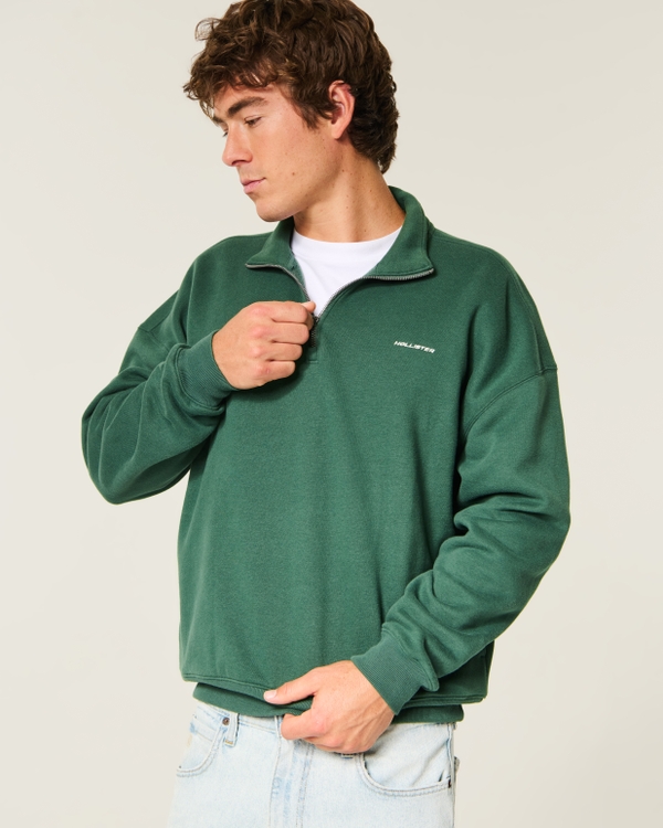 Hollister Feel Good Boxy Quarter-Zip Logo Sweatshirt