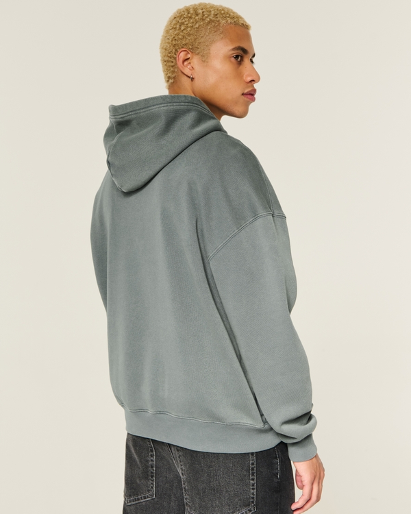 Hollister Feel Good Boxy Washed Hoodie, Washed Green view 2