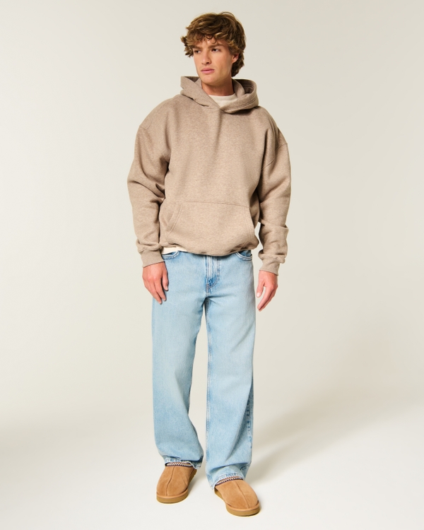 Hollister Feel Good Boxy Hoodie, Light Heather Brown view 2