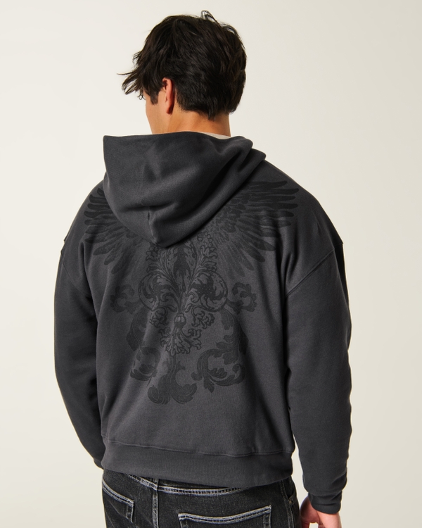 Reversible Zip-Up Hoodie, Black - Gray view 2