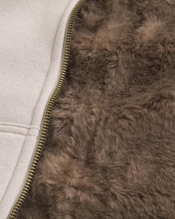 Men's Boxy Faux Fur-Lined Zip-Up Hoodie | Men's Tops | HollisterCo.com