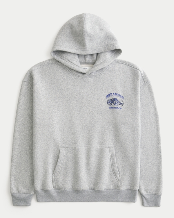 Hollister フード付きグレーパーカー Men's Boxy Mt. Hood Oregon Graphic Hoodie | Men's Tops