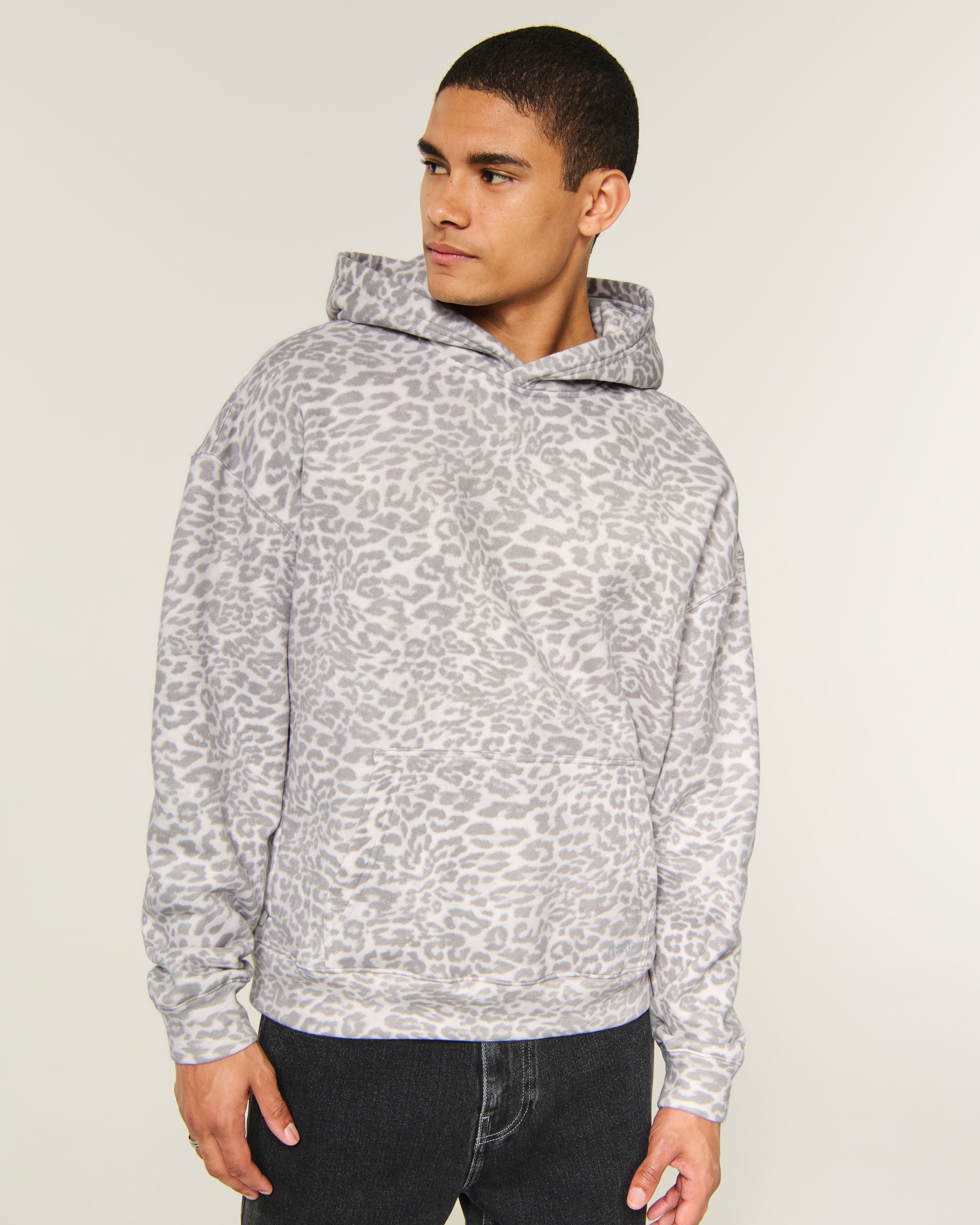 Boxy Leopard Print Hoodie