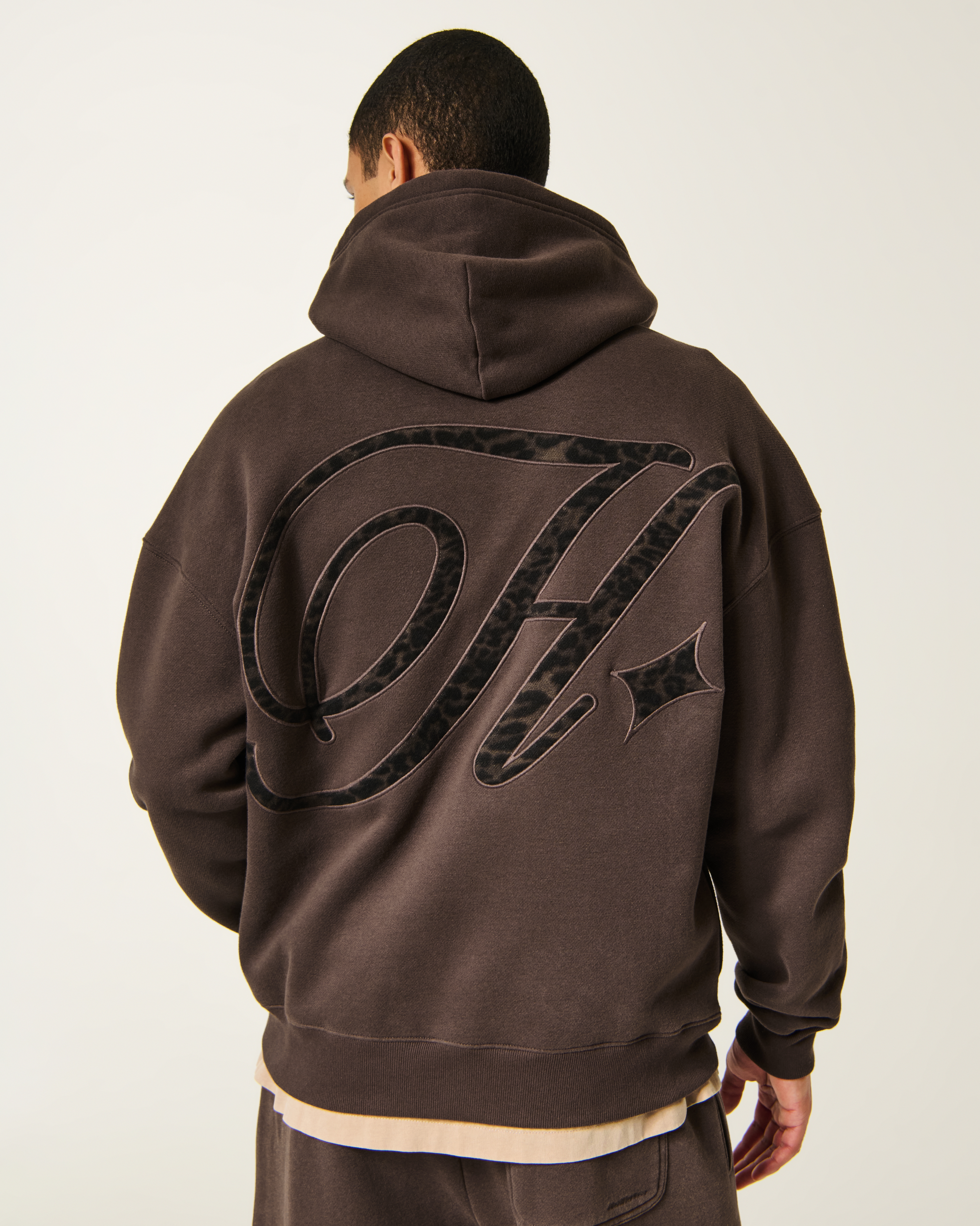 Boxy Leopard Print Graphic Hoodie