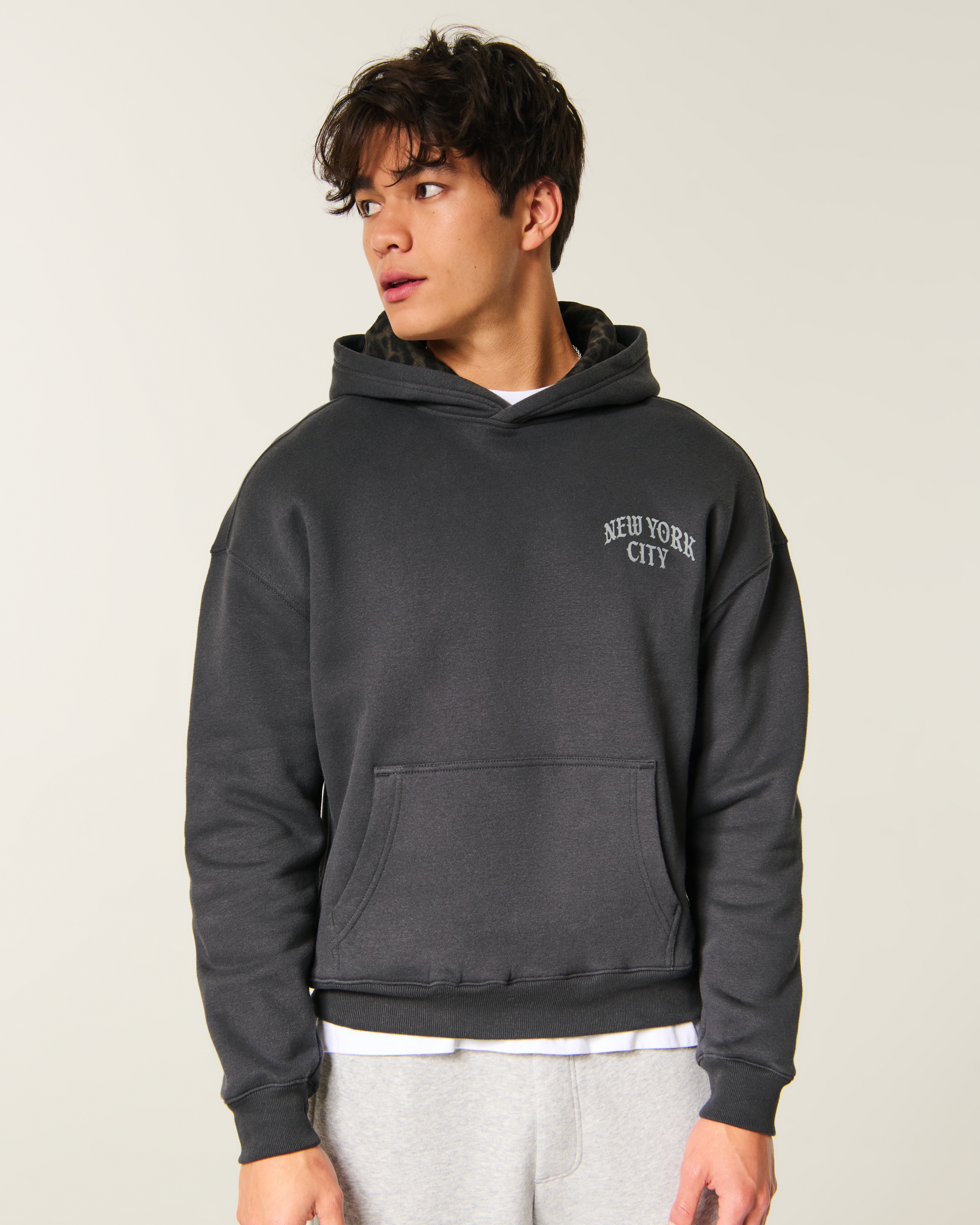 Boxy New York City Graphic Hoodie