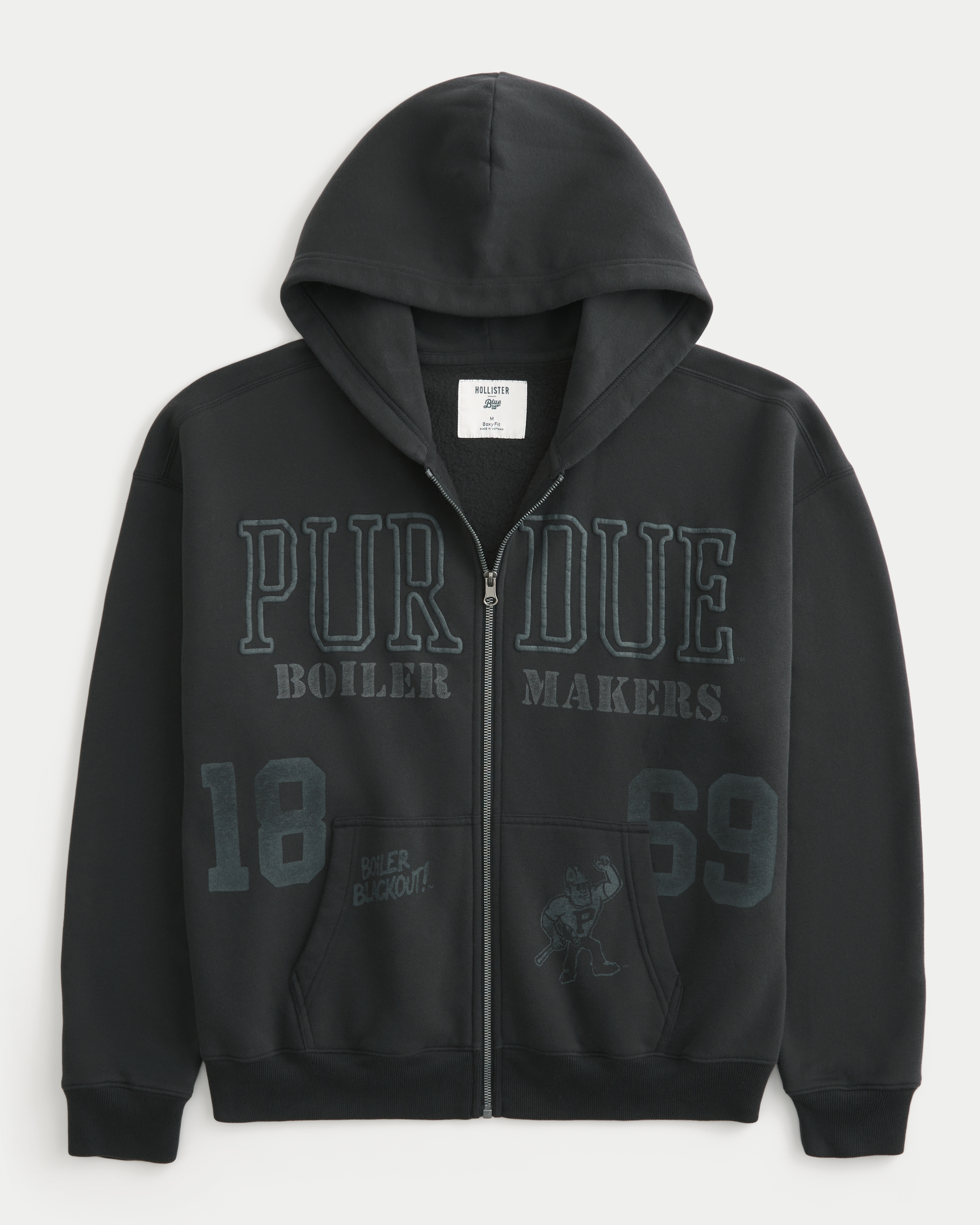 Boxy Zip-Up Purdue University Boilermakers Graphic Hoodie