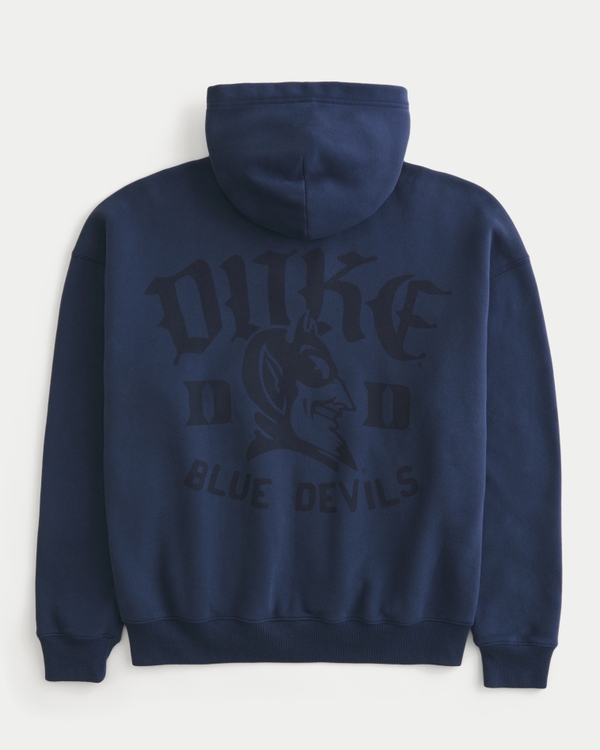 Men's Boxy Zip-Up Duke University Blue Devils Graphic Hoodie