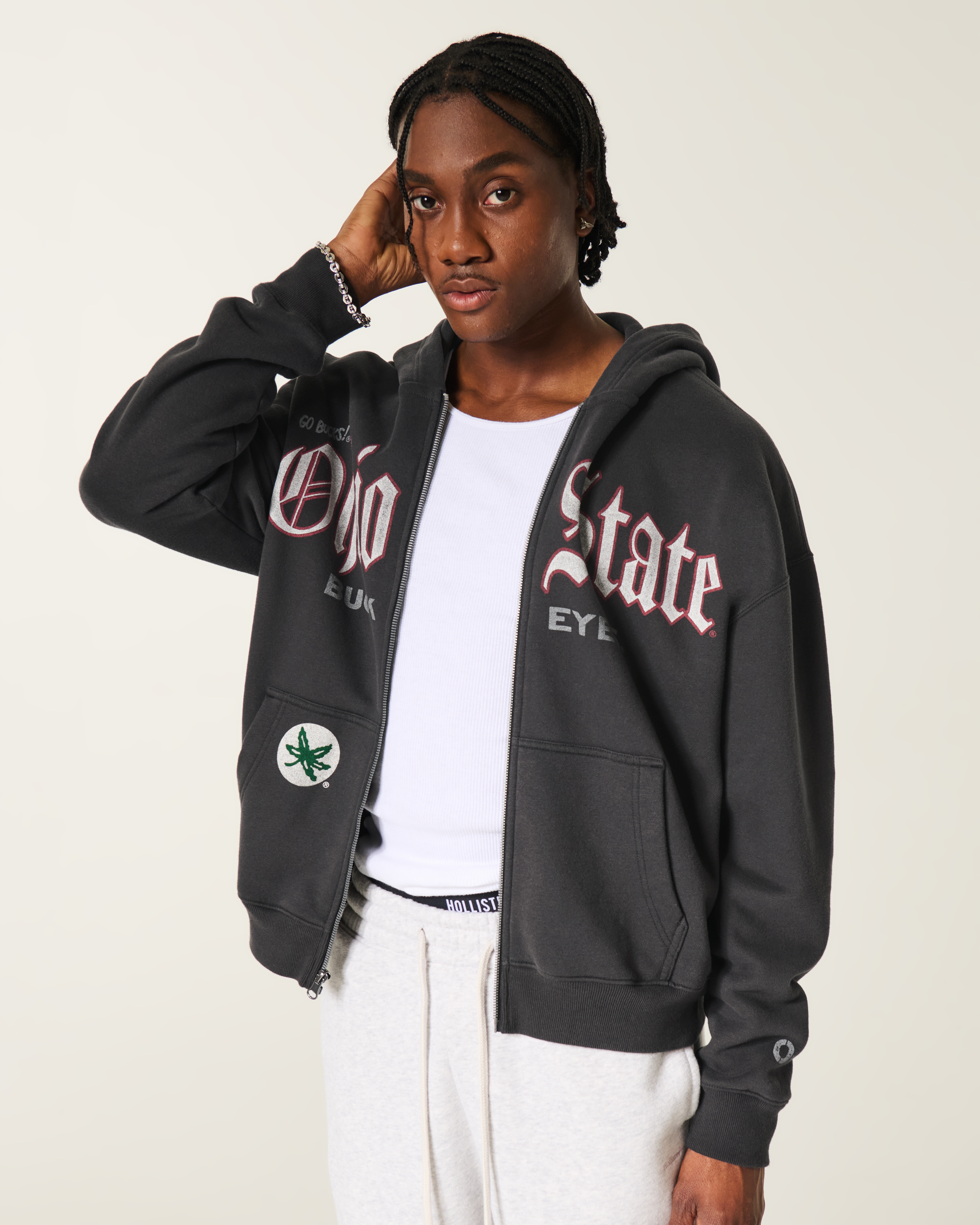 Boxy Zip-Up The Ohio State University Buckeyes Graphic Hoodie