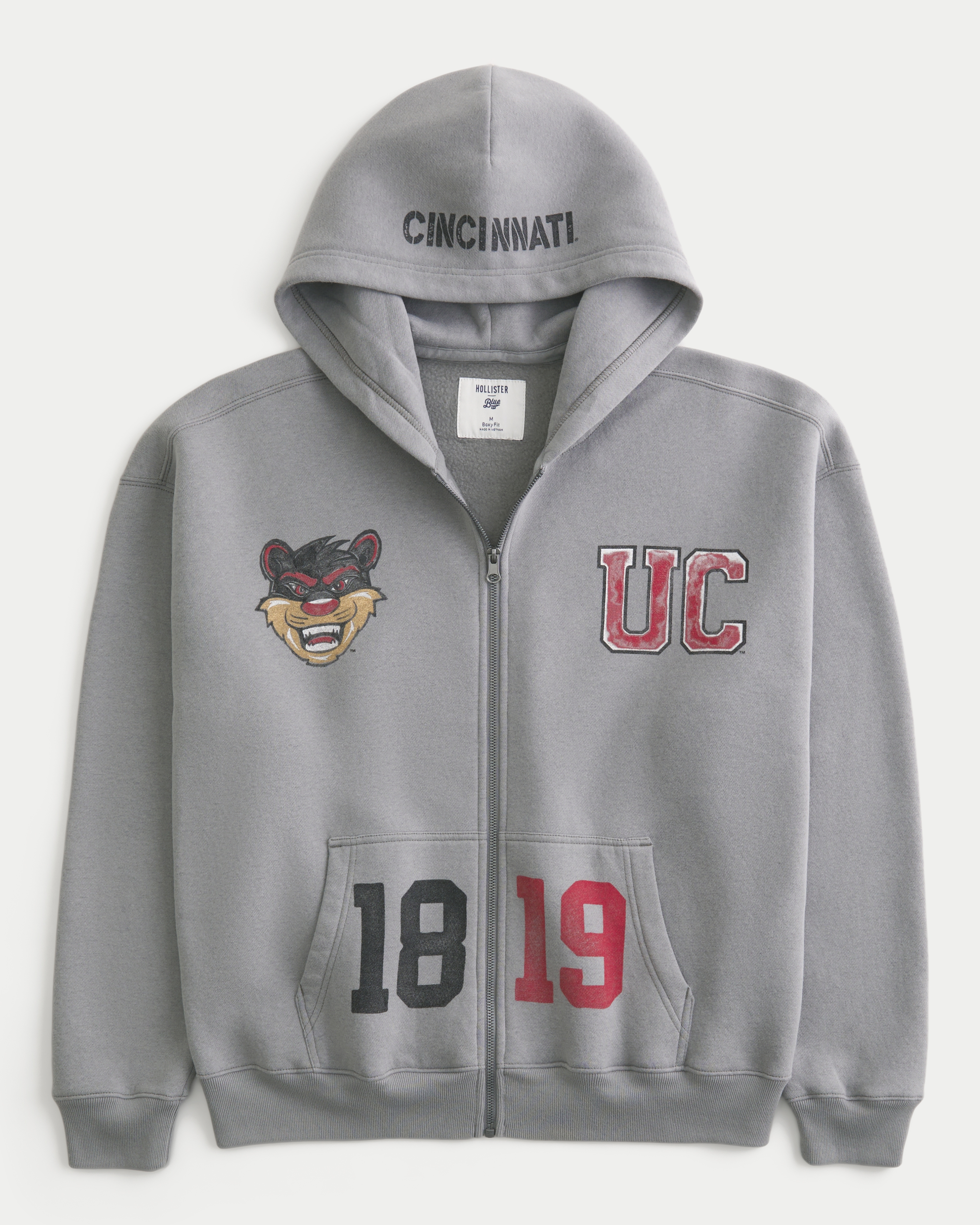 Boxy Zip-Up University of Cincinnati Bearcats Graphic Hoodie