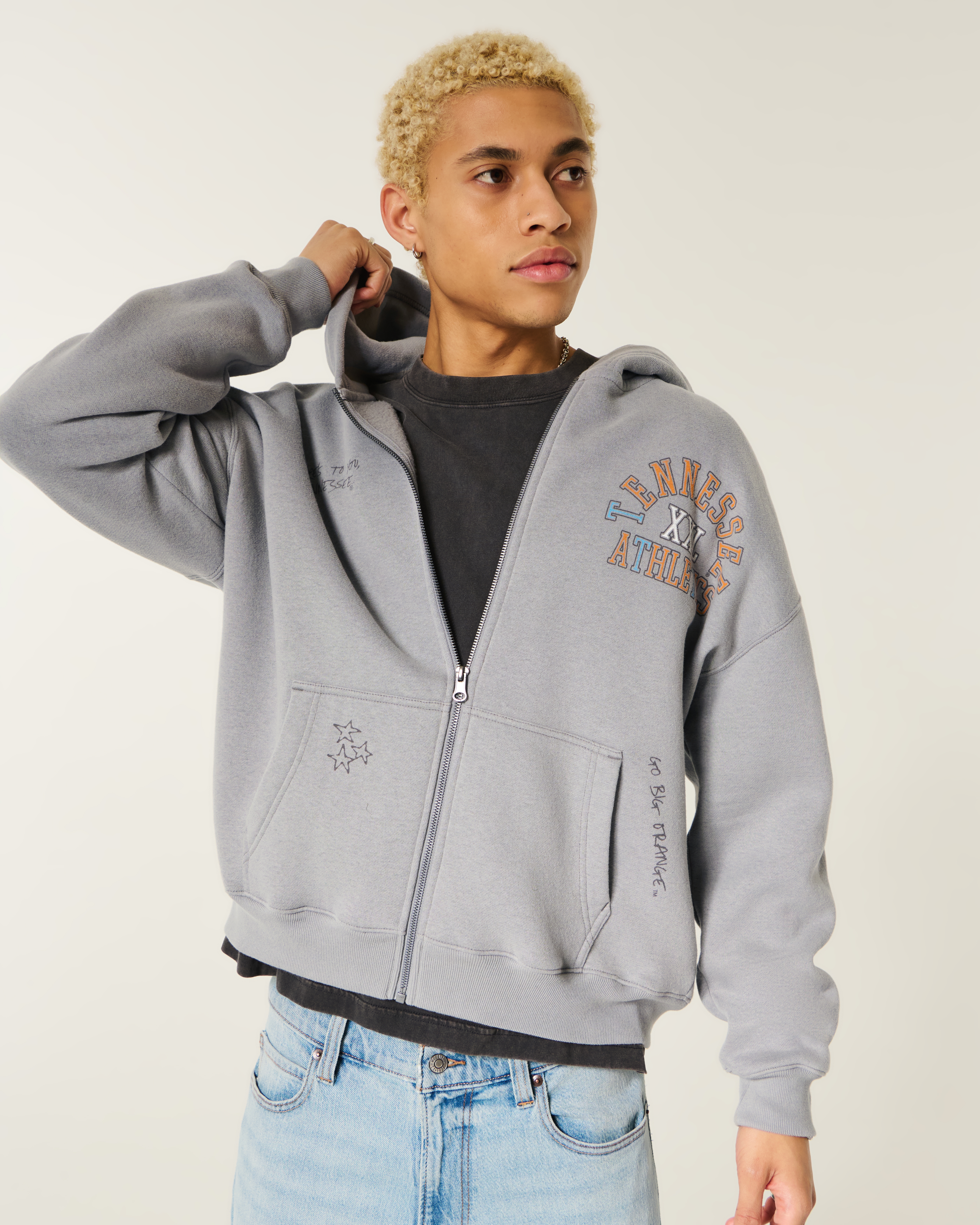 Boxy Zip-Up University of Tennessee Volunteers Graphic Hoodie