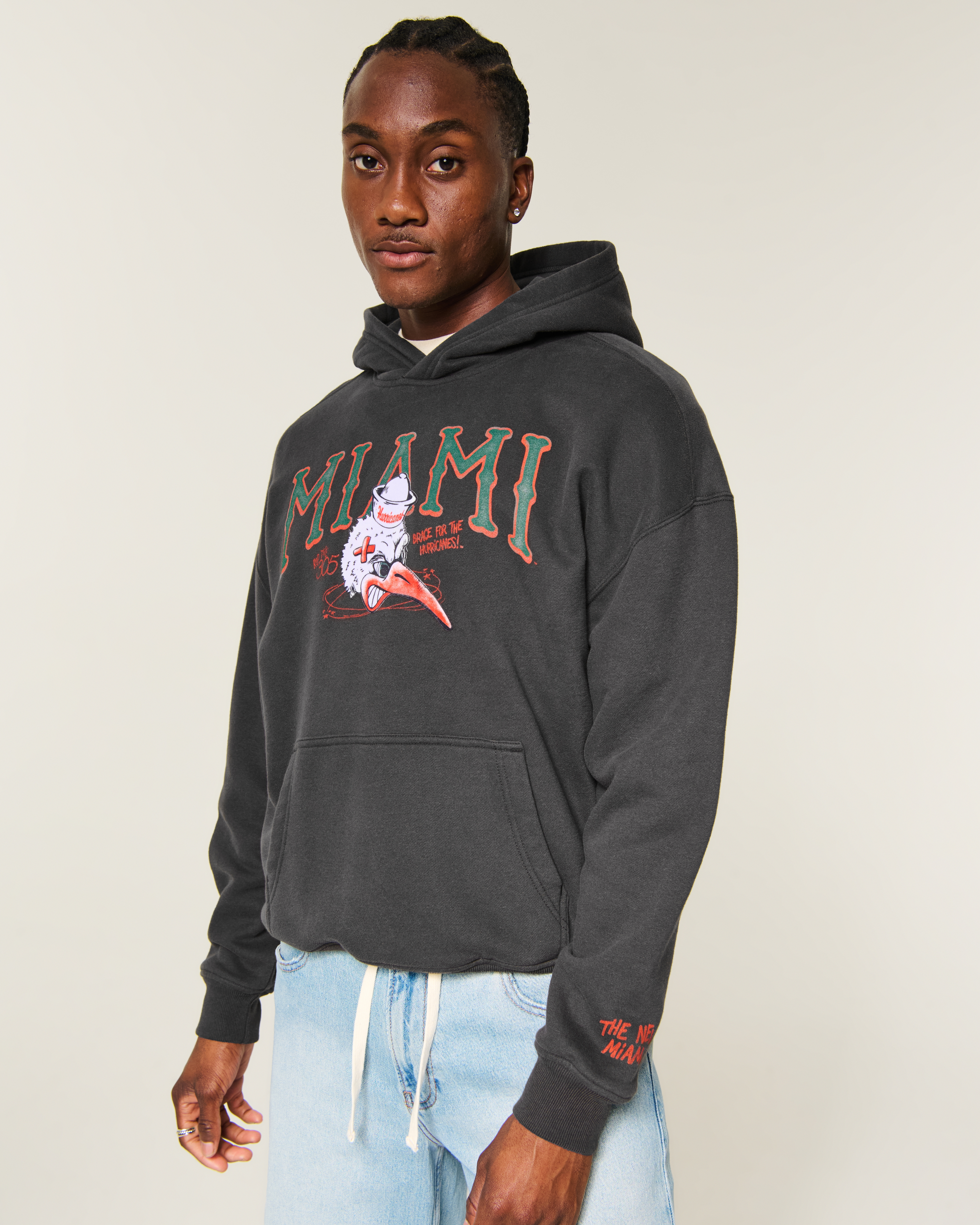 Boxy University of Miami Hurricanes Graphic Hoodie
