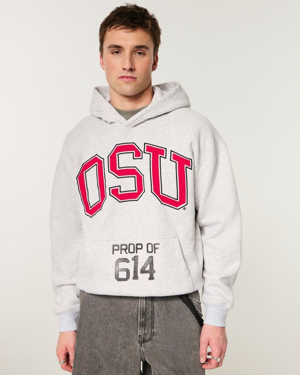 Boxy The Ohio State University Buckeyes Graphic Hoodie, Light Heather Gray view 1