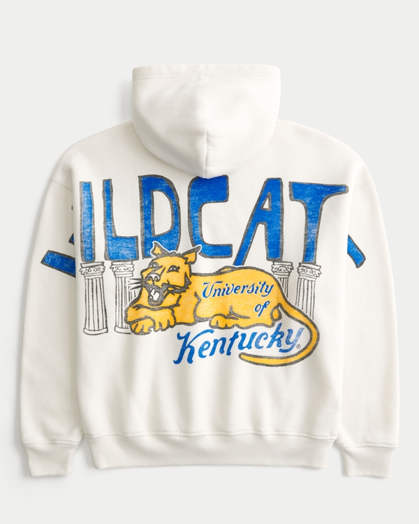 Boxy University of Kentucky Wildcats Graphic Hoodie, Cream view 1