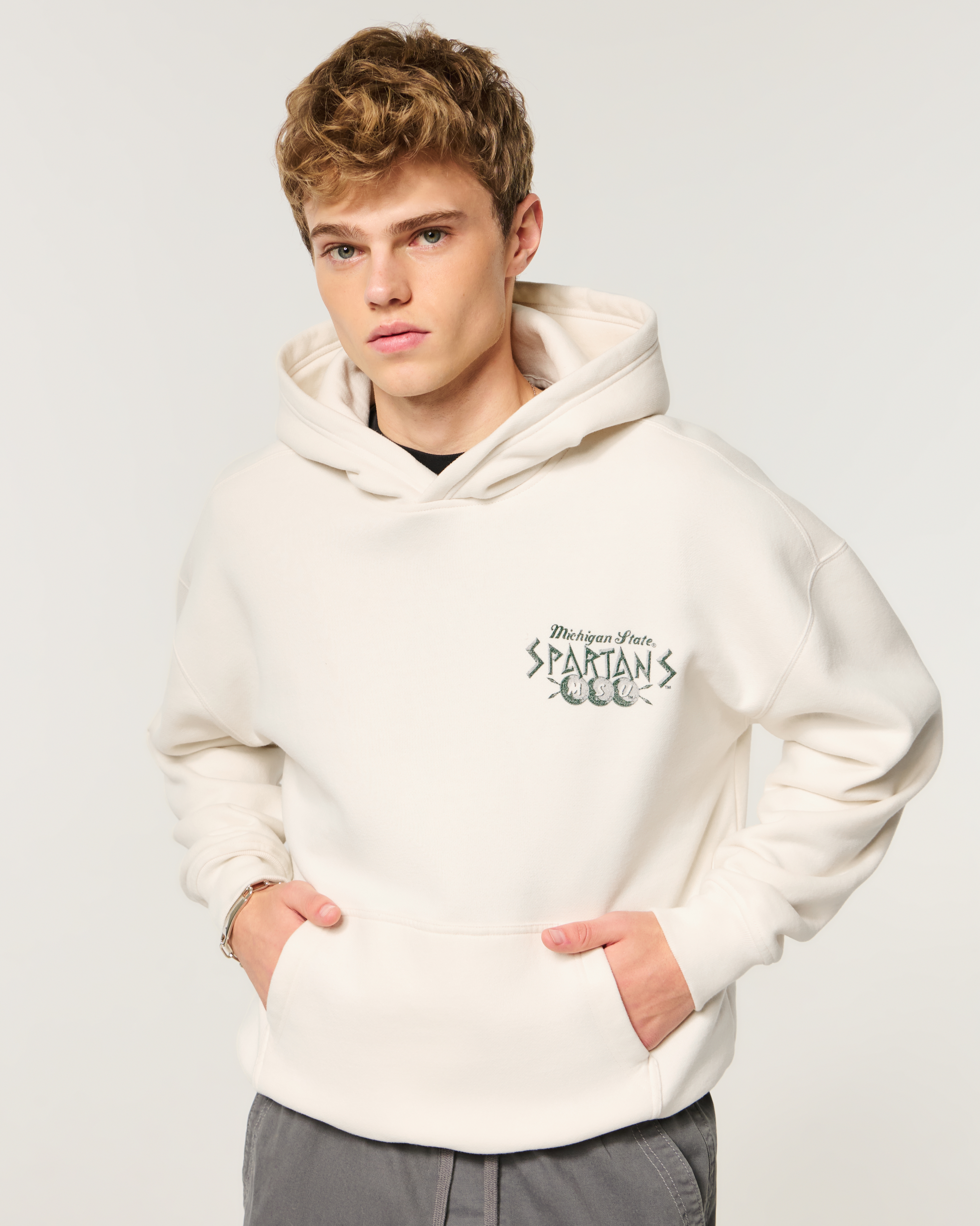 Boxy Michigan State University Spartans Graphic Hoodie