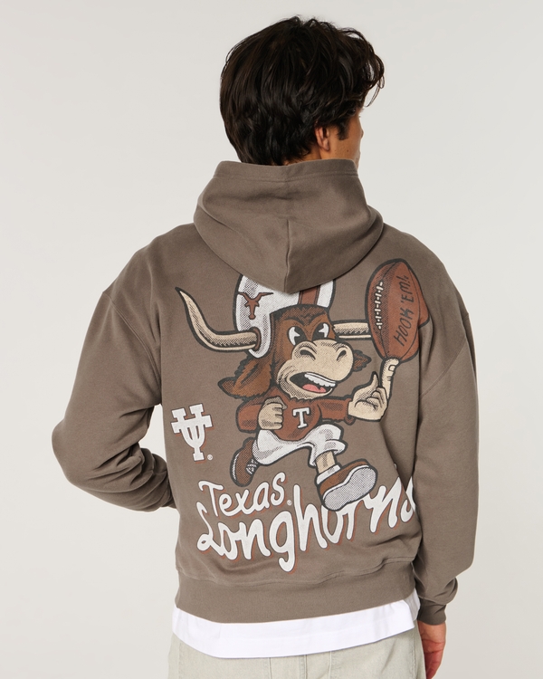Boxy University of Texas at Austin Longhorns Graphic Hoodie, Brown view 2