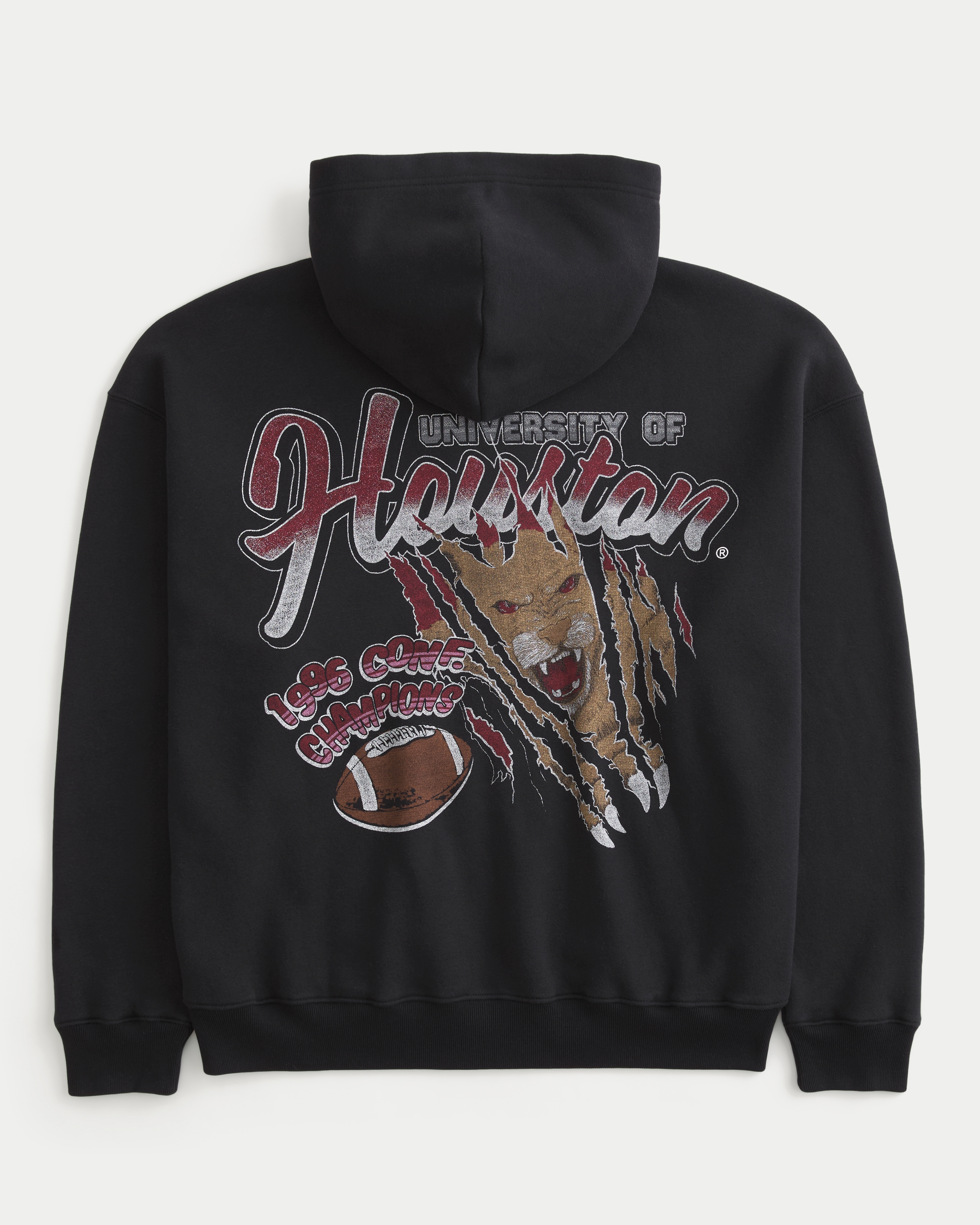 Boxy Zip-Up University of Houston Cougars Graphic Hoodie