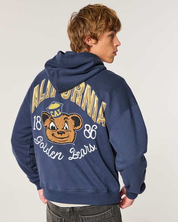 Boxy University of California Golden Bears Graphic Hoodie, Navy view 1