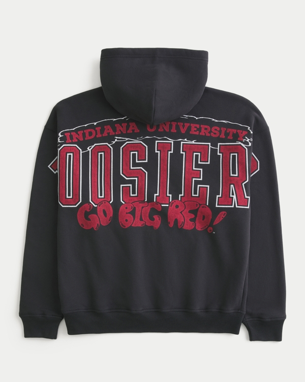 Boxy Indiana University Hoosiers Graphic Hoodie, Black view 1