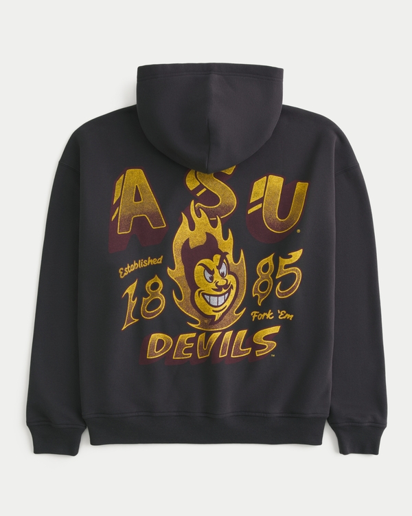 Boxy Arizona State University Sun Devils Graphic Hoodie, Charcoal view 1