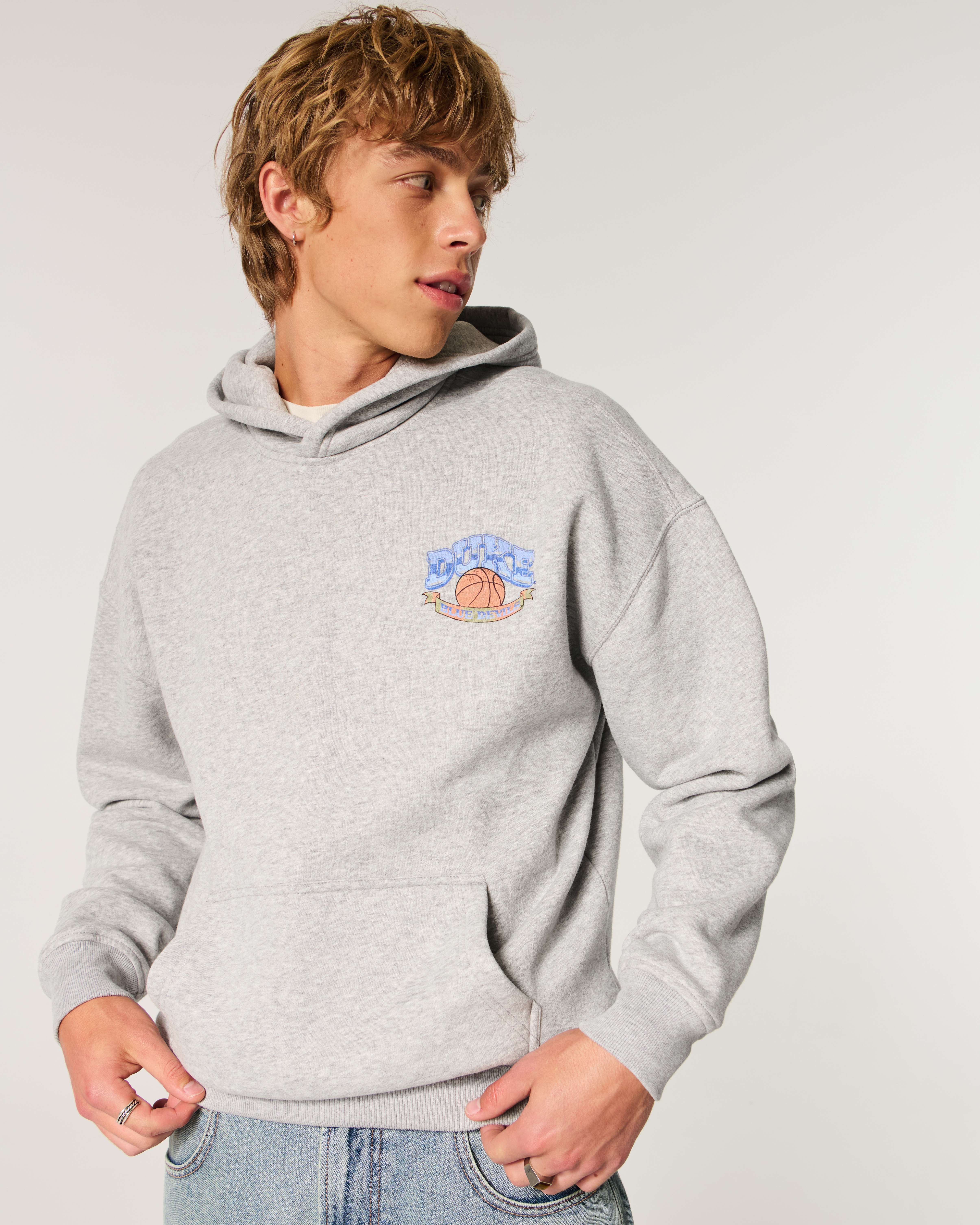 Boxy Duke University Blue Devils Graphic Hoodie