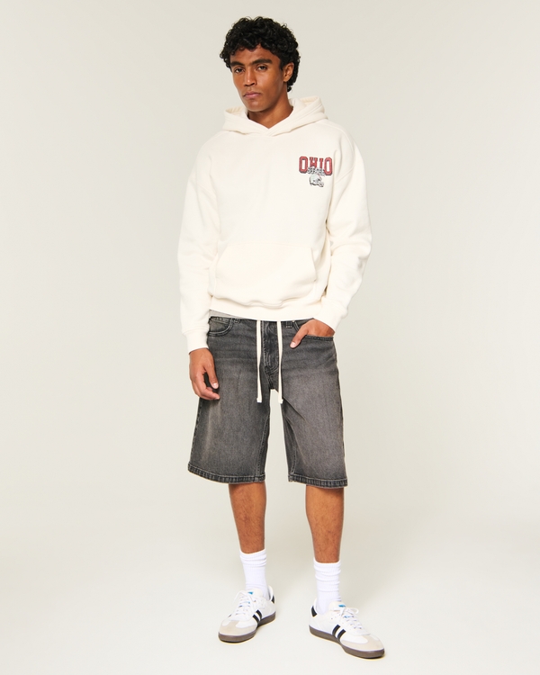 Boxy The Ohio State University Buckeyes Graphic Hoodie, Cream view 2