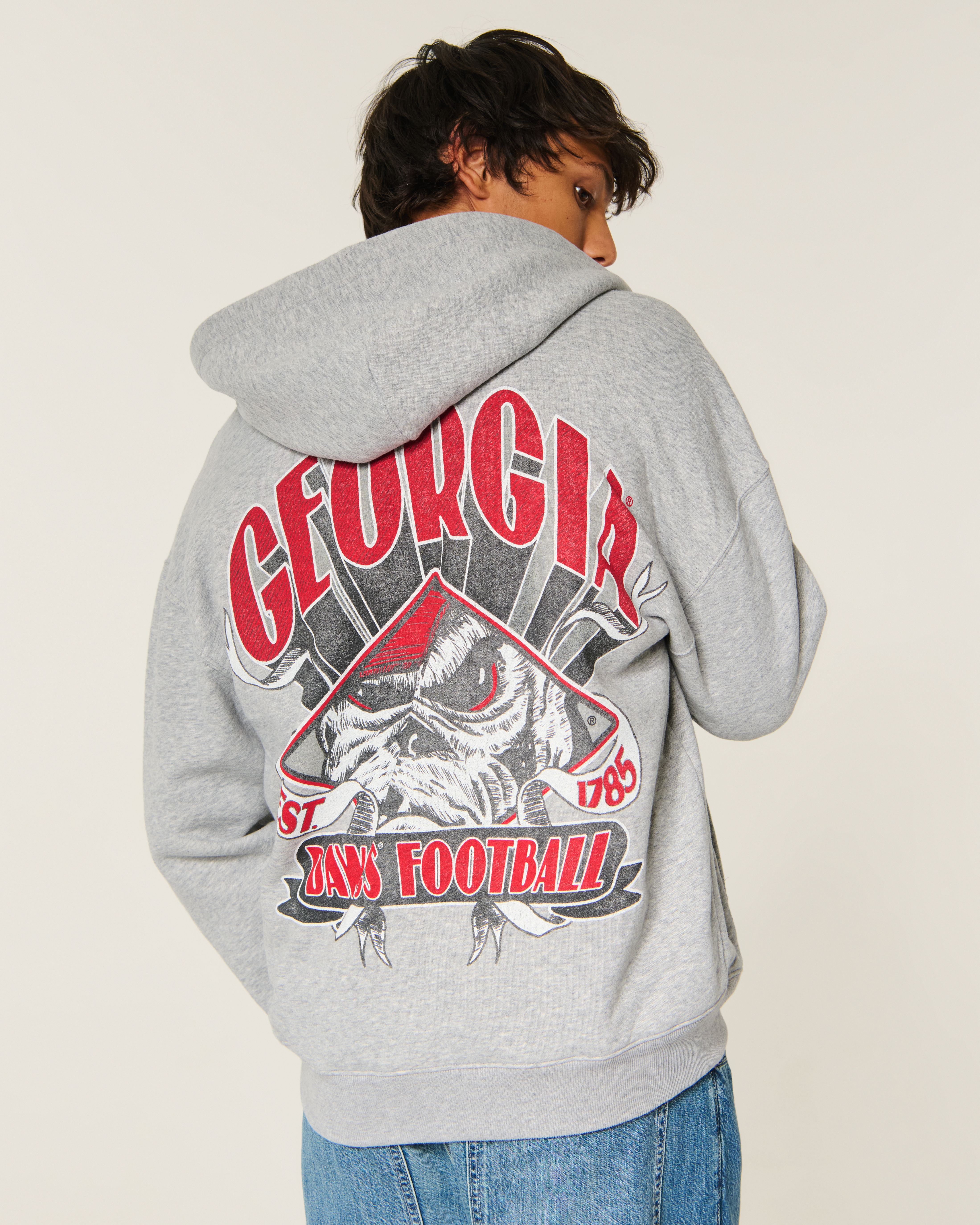 Boxy Zip-Up University of Georgia Bulldogs Graphic Hoodie