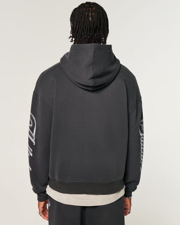Boxy Logo Graphic Hoodie, Black view 2