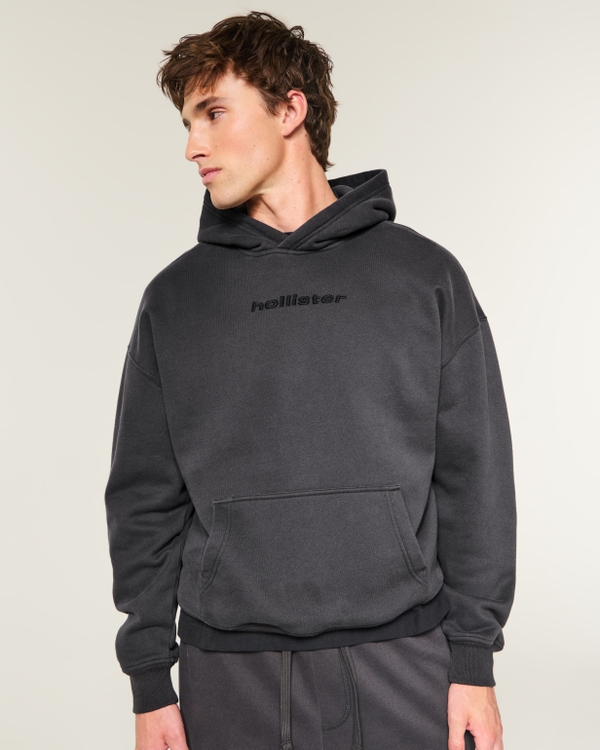 Boxy Logo Graphic Hoodie, Black view 1