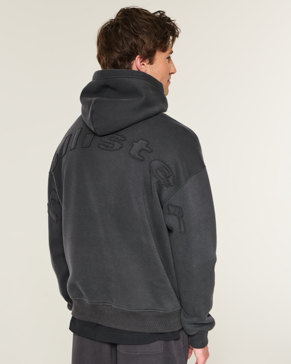 Boxy Logo Graphic Hoodie, Black view 2