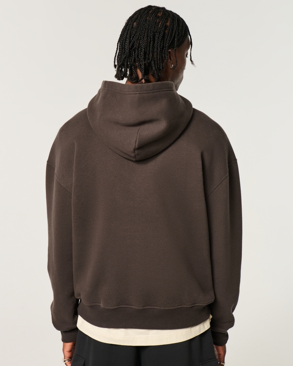Boxy Bowling Logo Graphic Hoodie, Dark Brown view 2