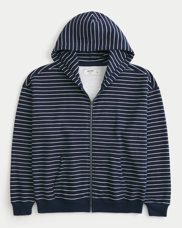 Men's Boxy Striped Zip-Up Hoodie | Men's Tops | HollisterCo.com